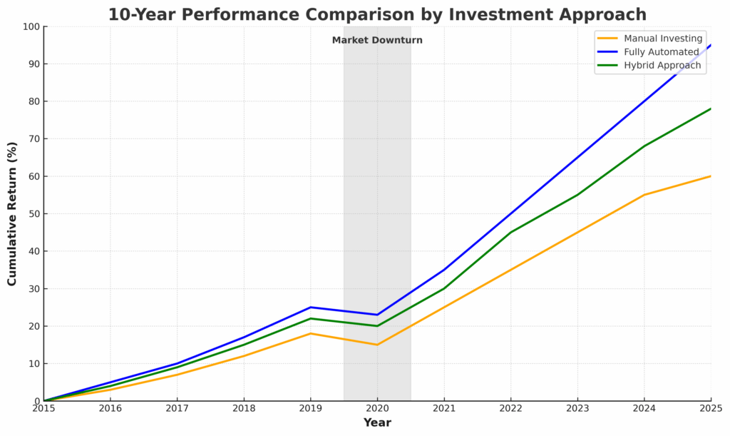 performance comparison line graph in the theme investment decision automation