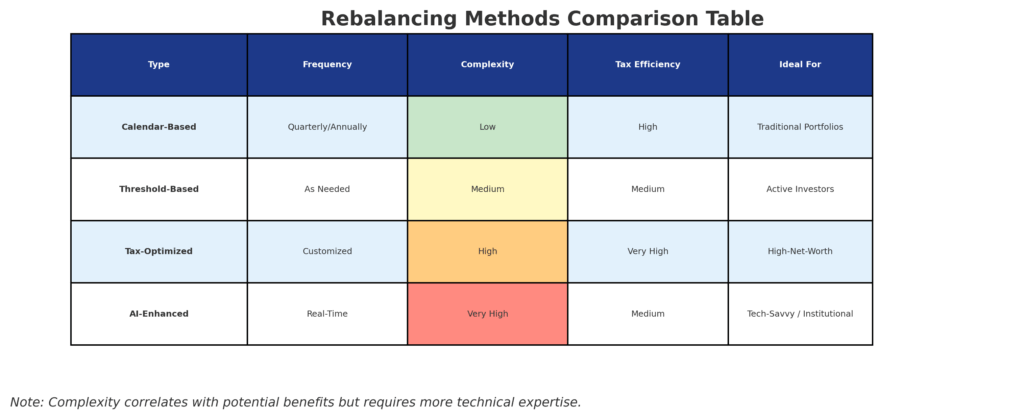 rebalancing methods comparison in the theme portfolio rebalancing automation