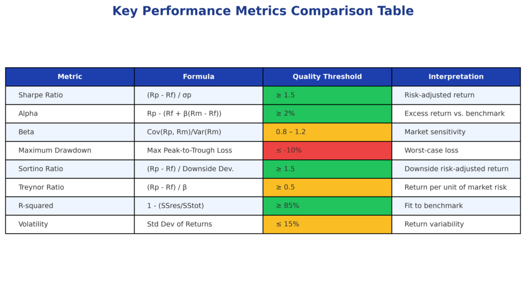 Key Performance Metrics Comparison in the theme investment strategy evaluation