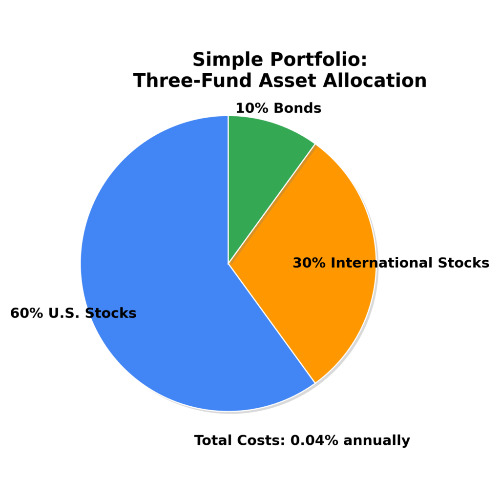 Simple Portfolio Three Fund Chart in the theme low charge investing
