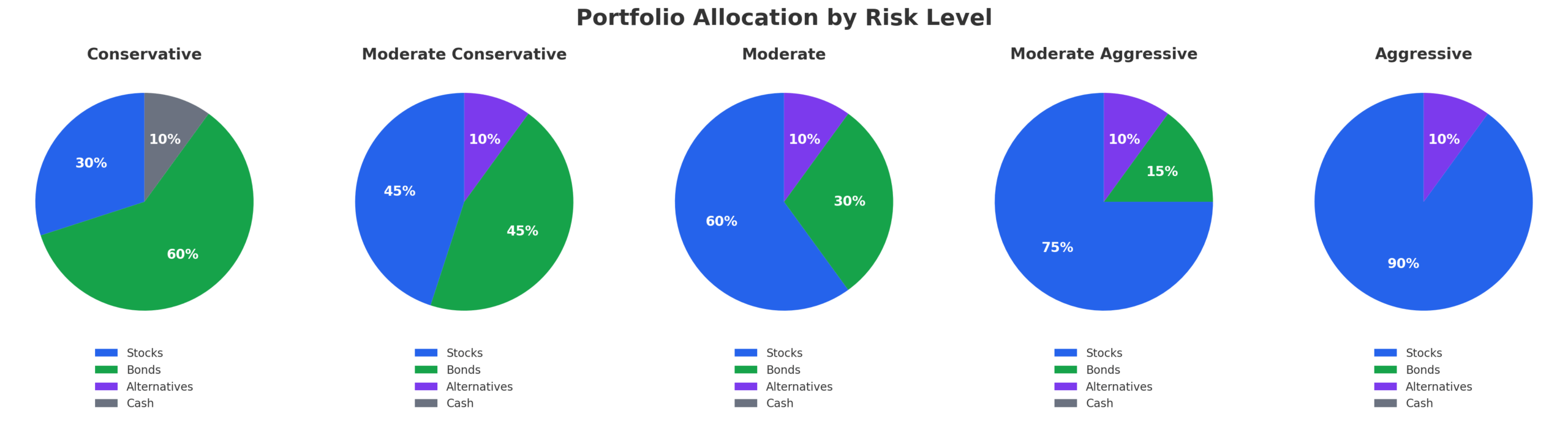 portfolio allocation pie charts in the theme best risk tolerance questionnaire