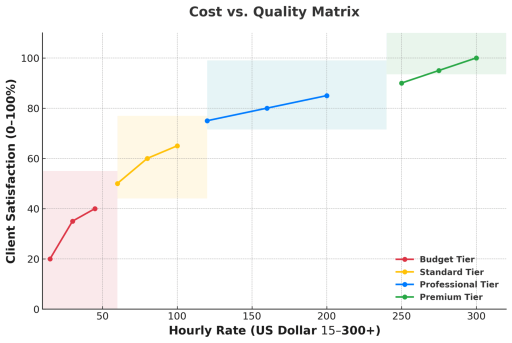 cost vs quality matrix chart in the theme AI ghostwriting in finance