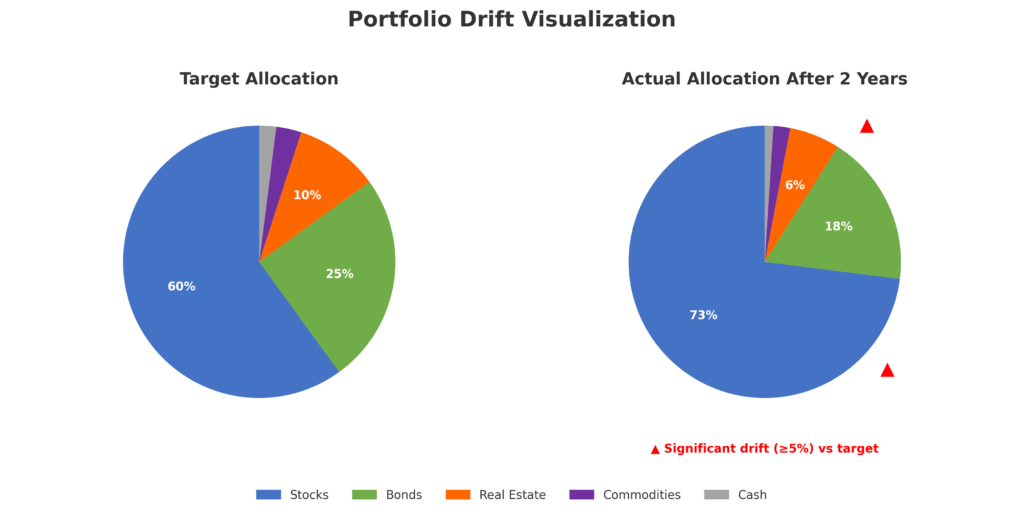 portfolio drift visualization in the theme investment portfolio monitoring