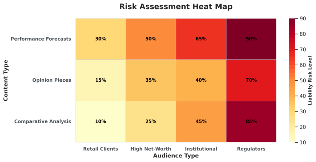 Risk Assessment Heat Map for disclaimers in the theme financial advice disclaimer