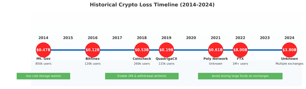 historical crypto loss timeline in the theme digital wallet security