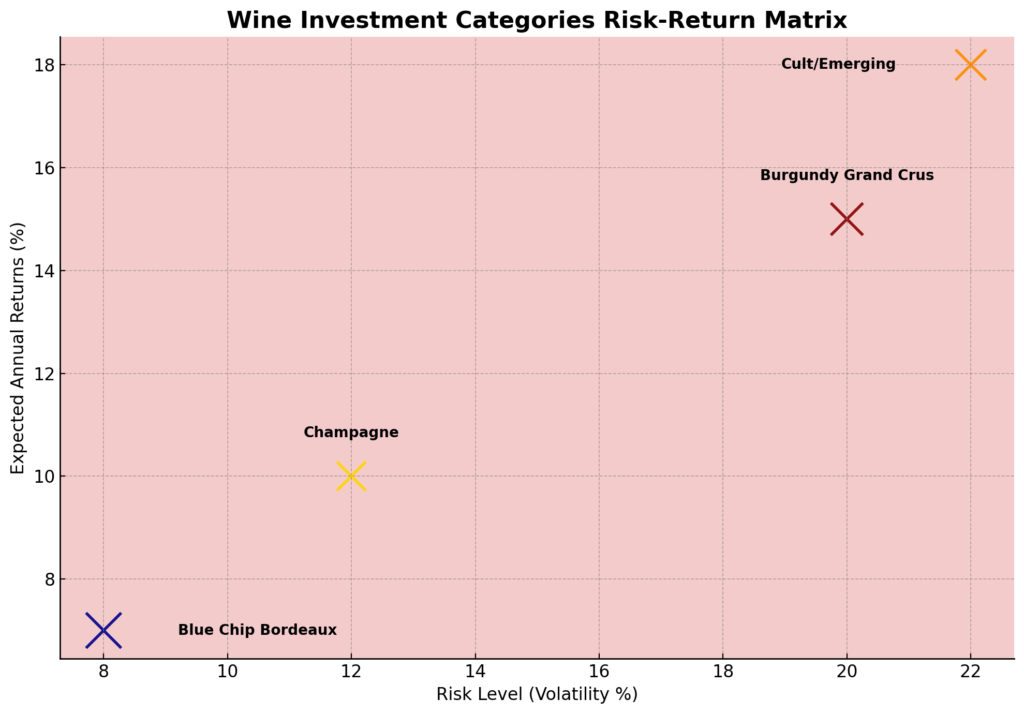 wine investment categories risk return matrix in the theme wine investment returns
