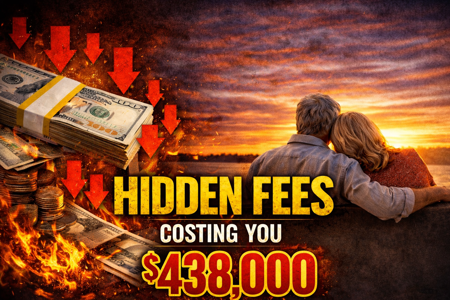 Expense ratios infographic showing why investment fees matter and how a 1.20% fee difference costs $438,000 over 30 years